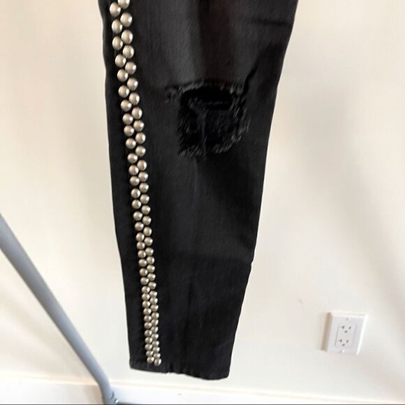 Eitenne Marcel Black Stud Denim Skinny Jeans 25 - Picture 3 of 6